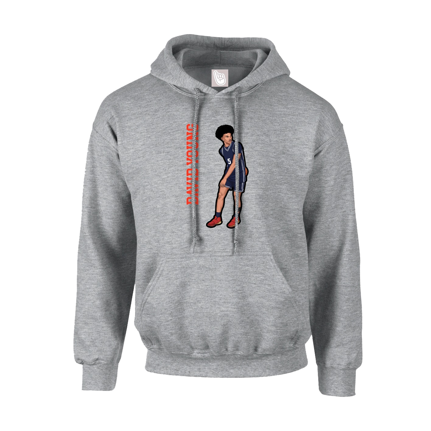 Youth Hoodie — Name Vertical in Grey