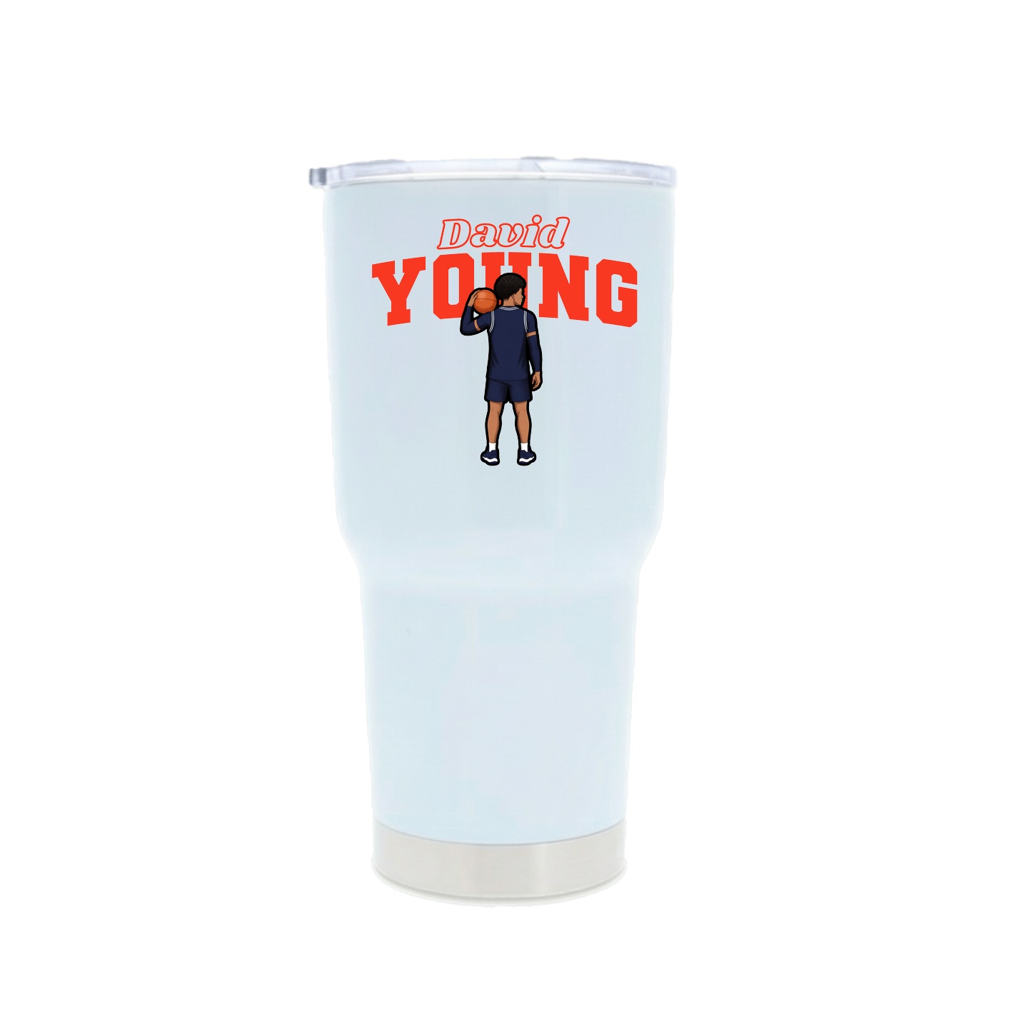 30oz Stainless Steel Tumbler — Name Arch in White