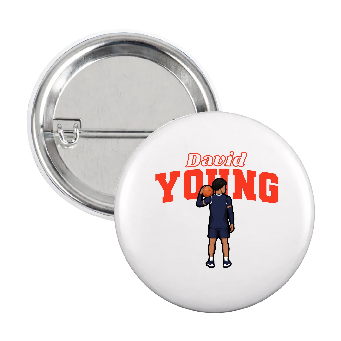 Game Day Button — Name Arch in White