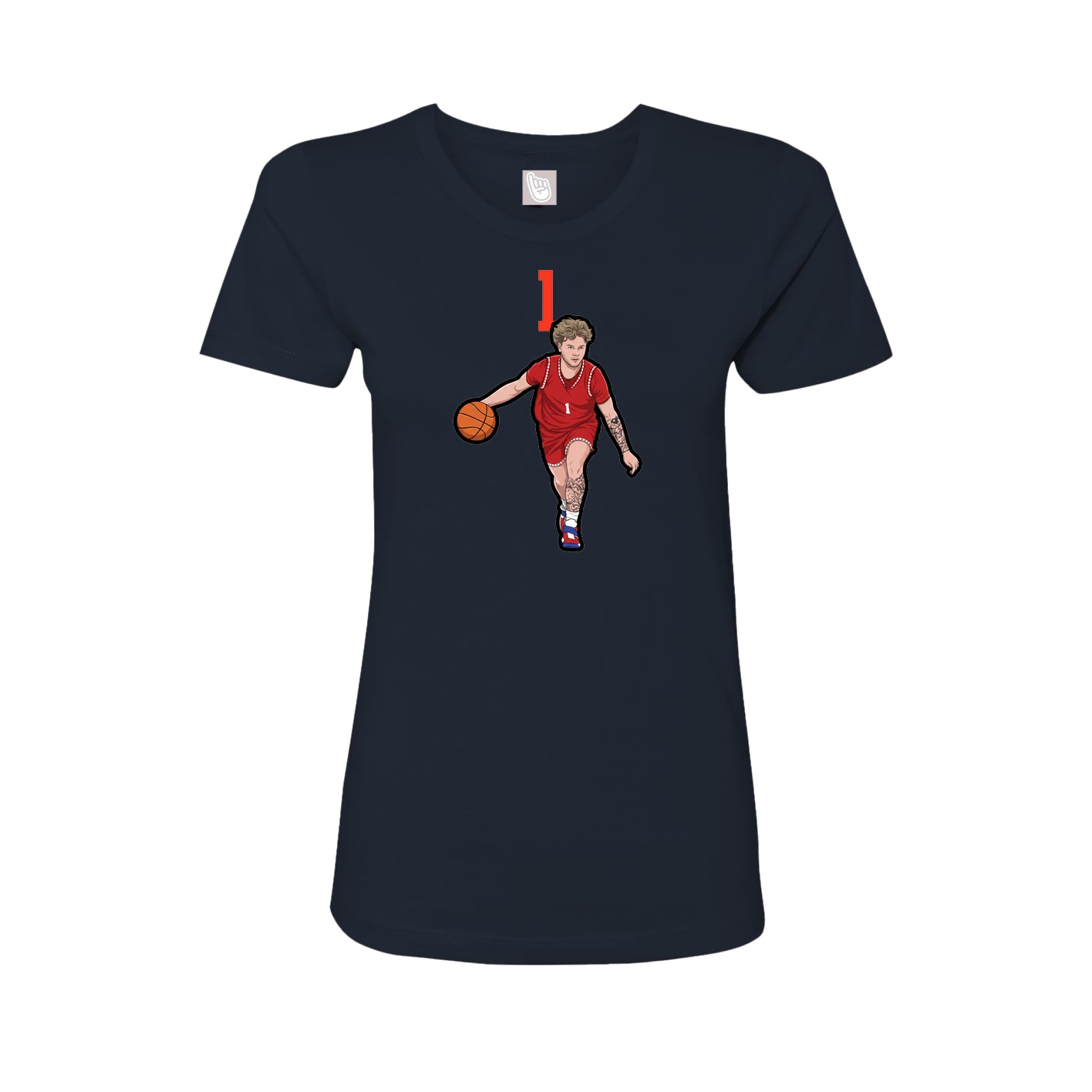 Fitted Women's Tee — Number Top in Navy