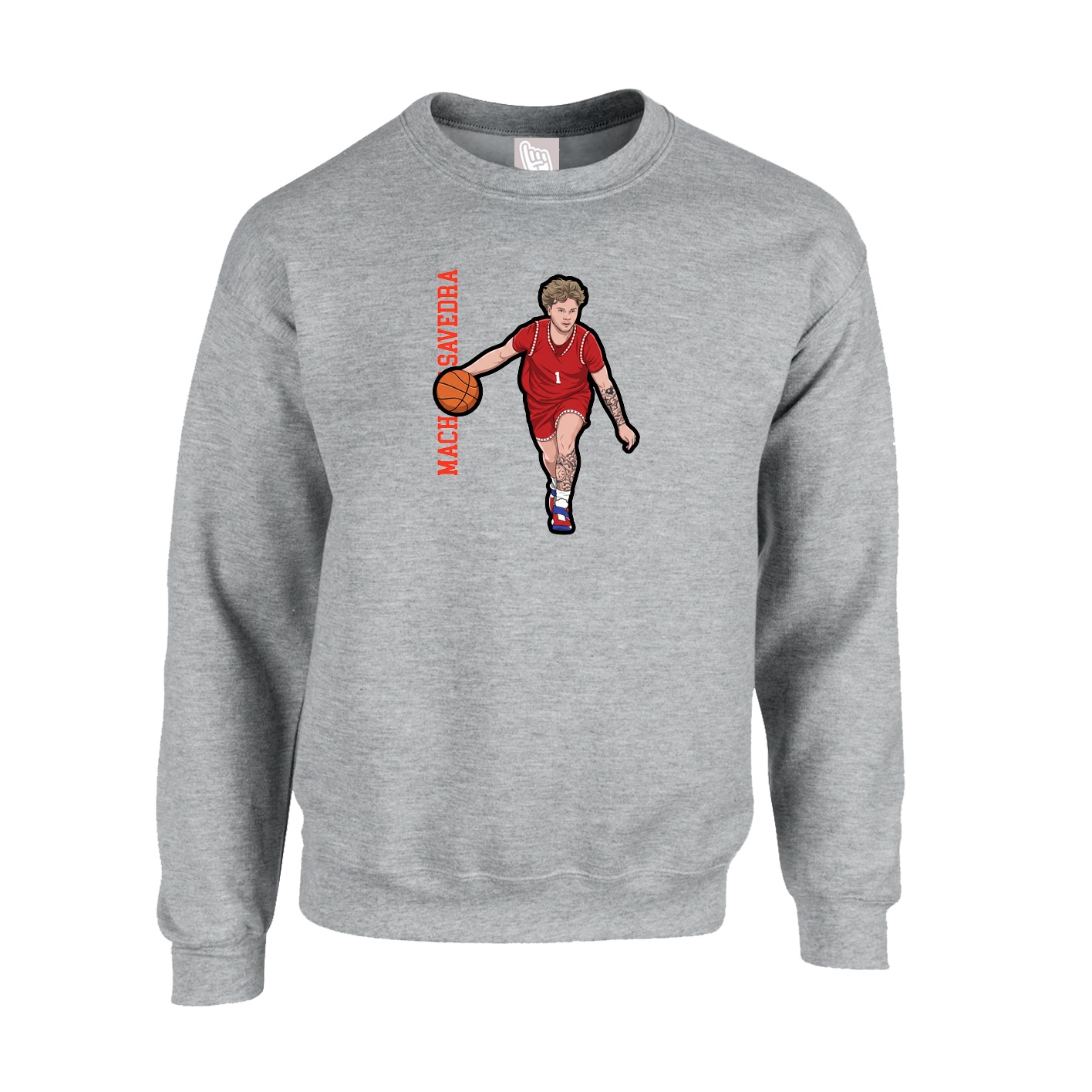 Fleece Crew — Name Vertical in Grey