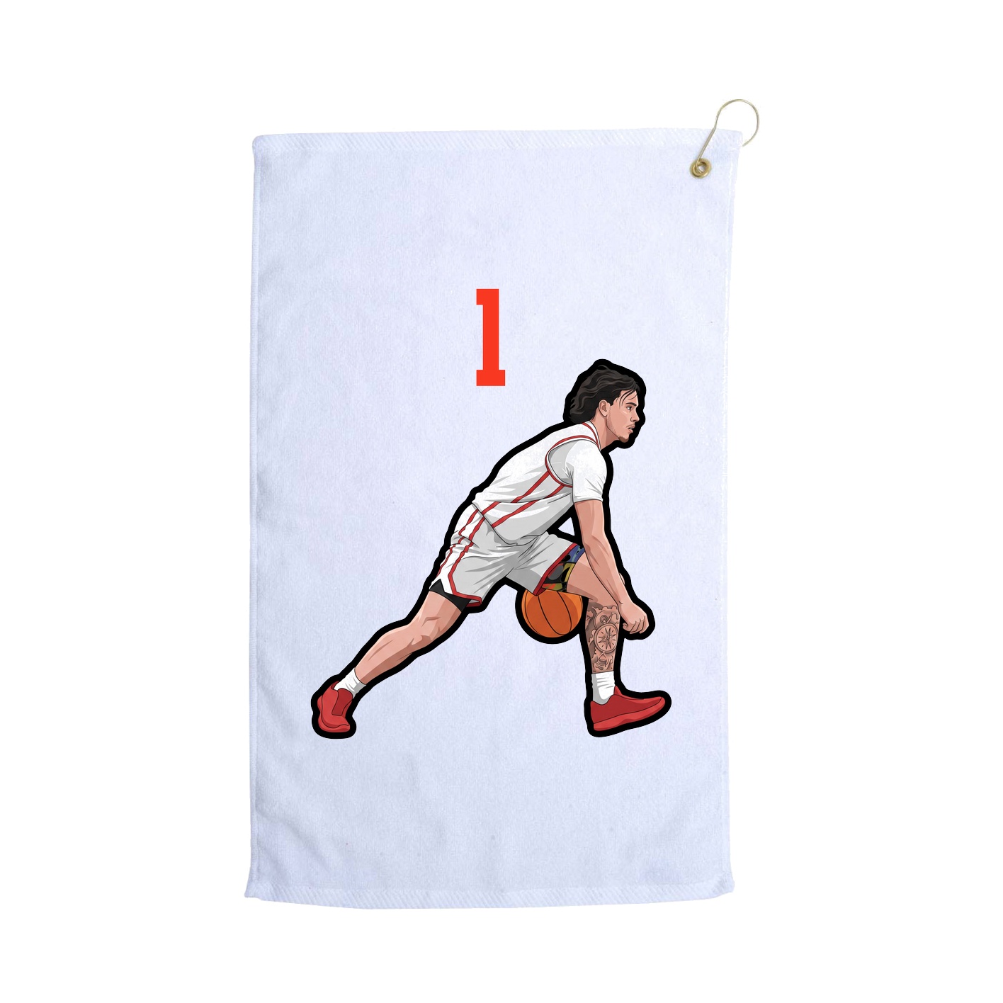 Golf Towel — Number Top in White