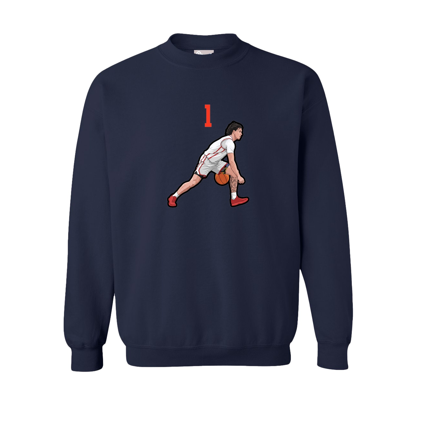 Fleece Crew — Number Top in Navy