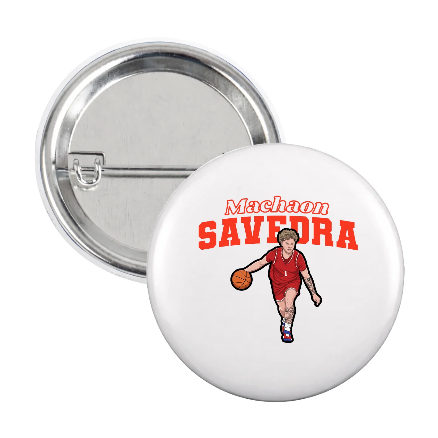 Game Day Button — Name Arch in White