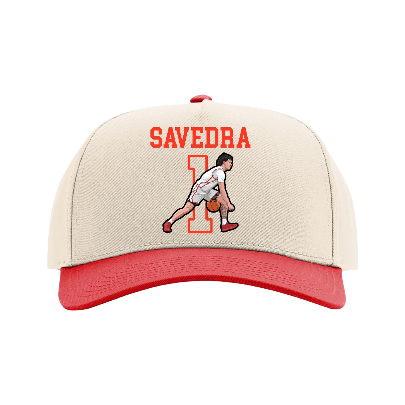 Full Fabric Five-Panel Champ Cap — Shirsey in Cream/Red