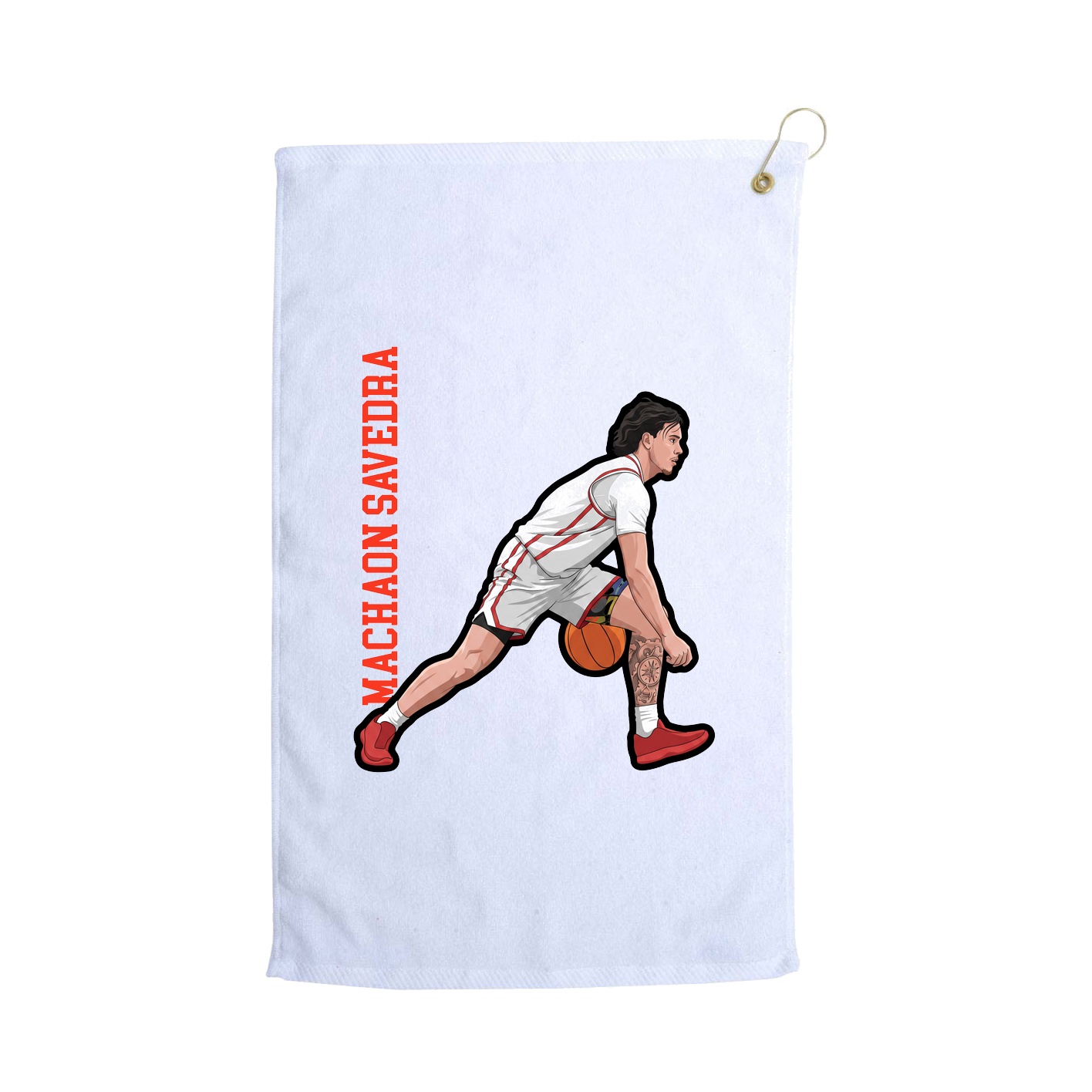 Golf Towel — Name Vertical in White