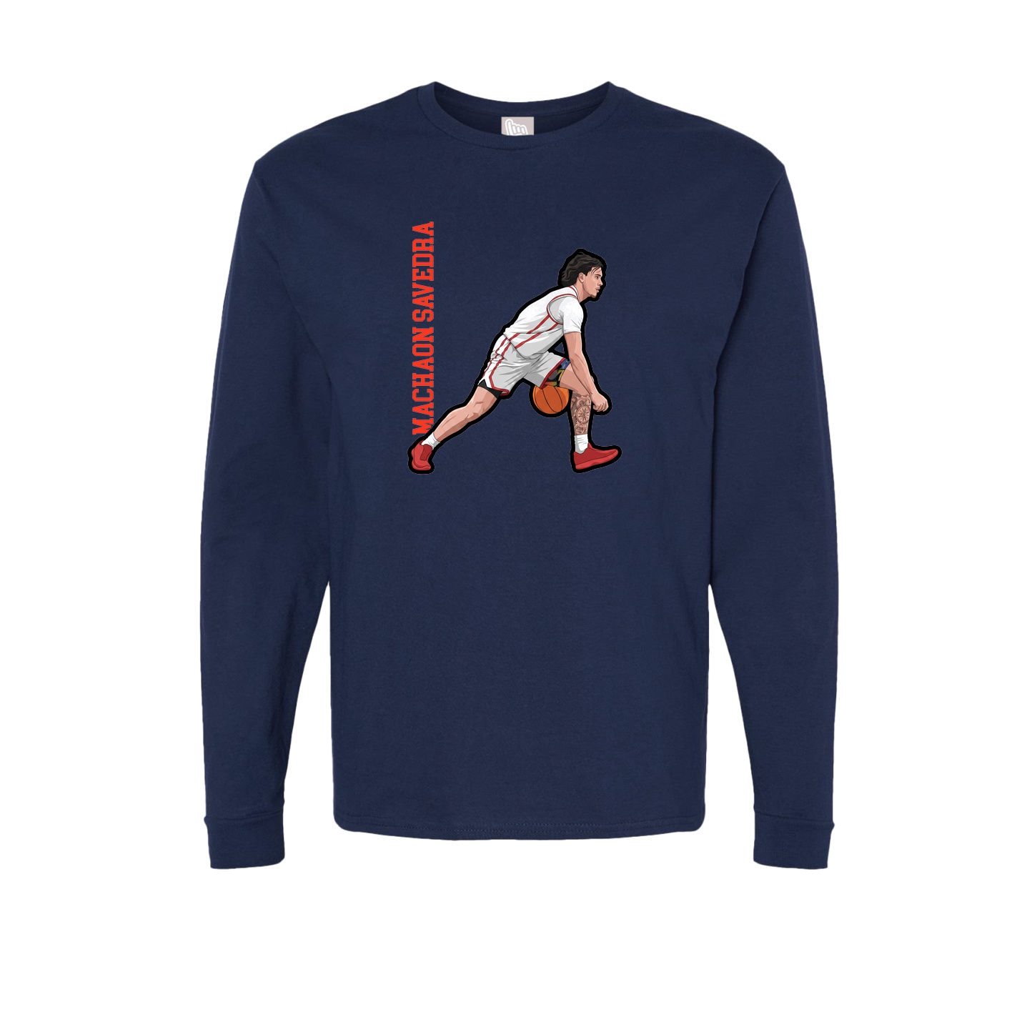 Long Sleeve Tee — Name Vertical in Navy
