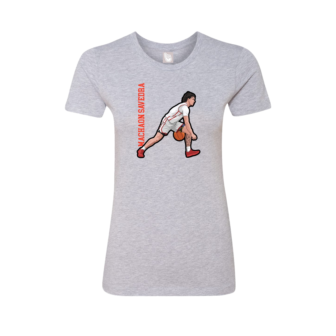 Fitted Women's Tee — Name Vertical in Grey