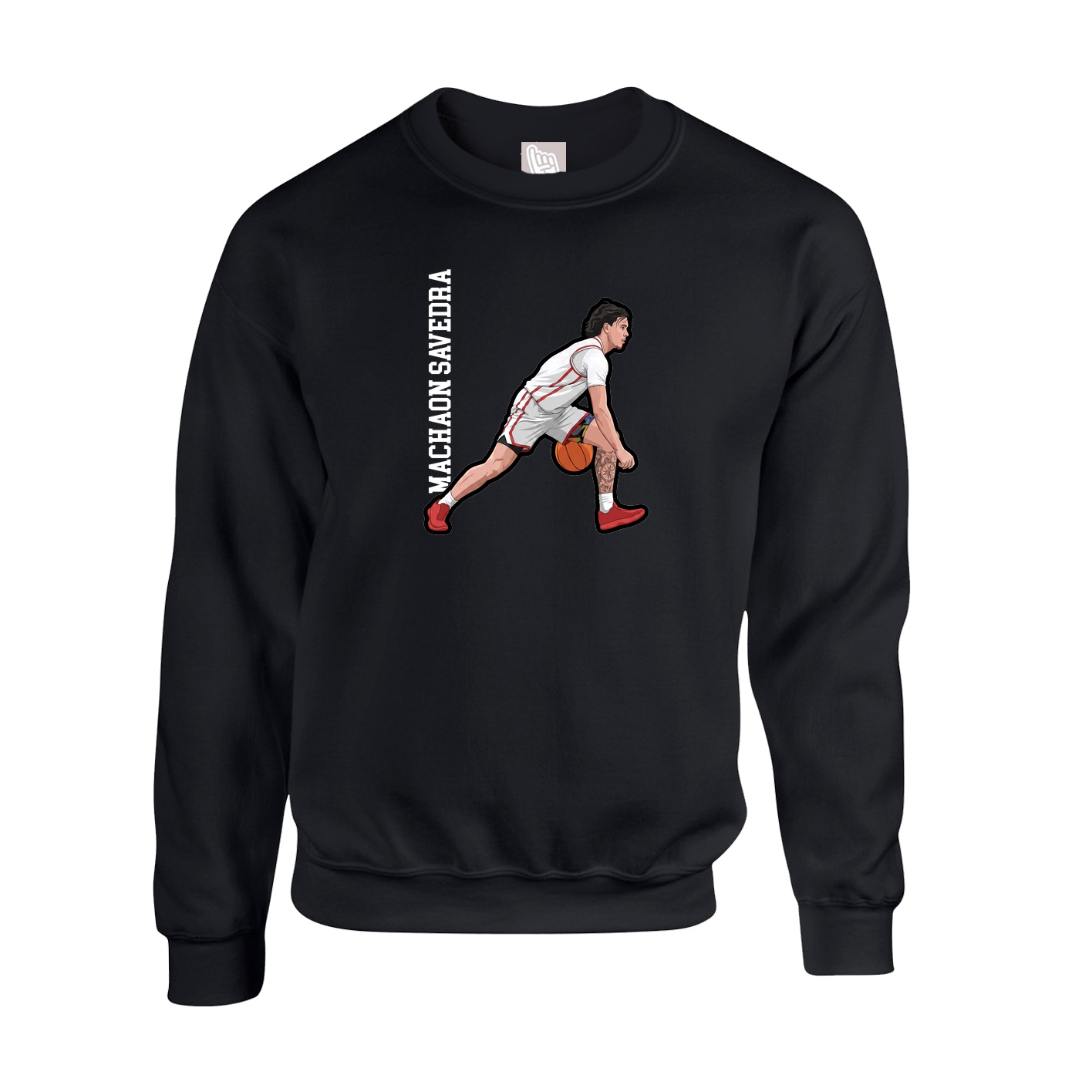 Fleece Crew — Name Vertical in Black