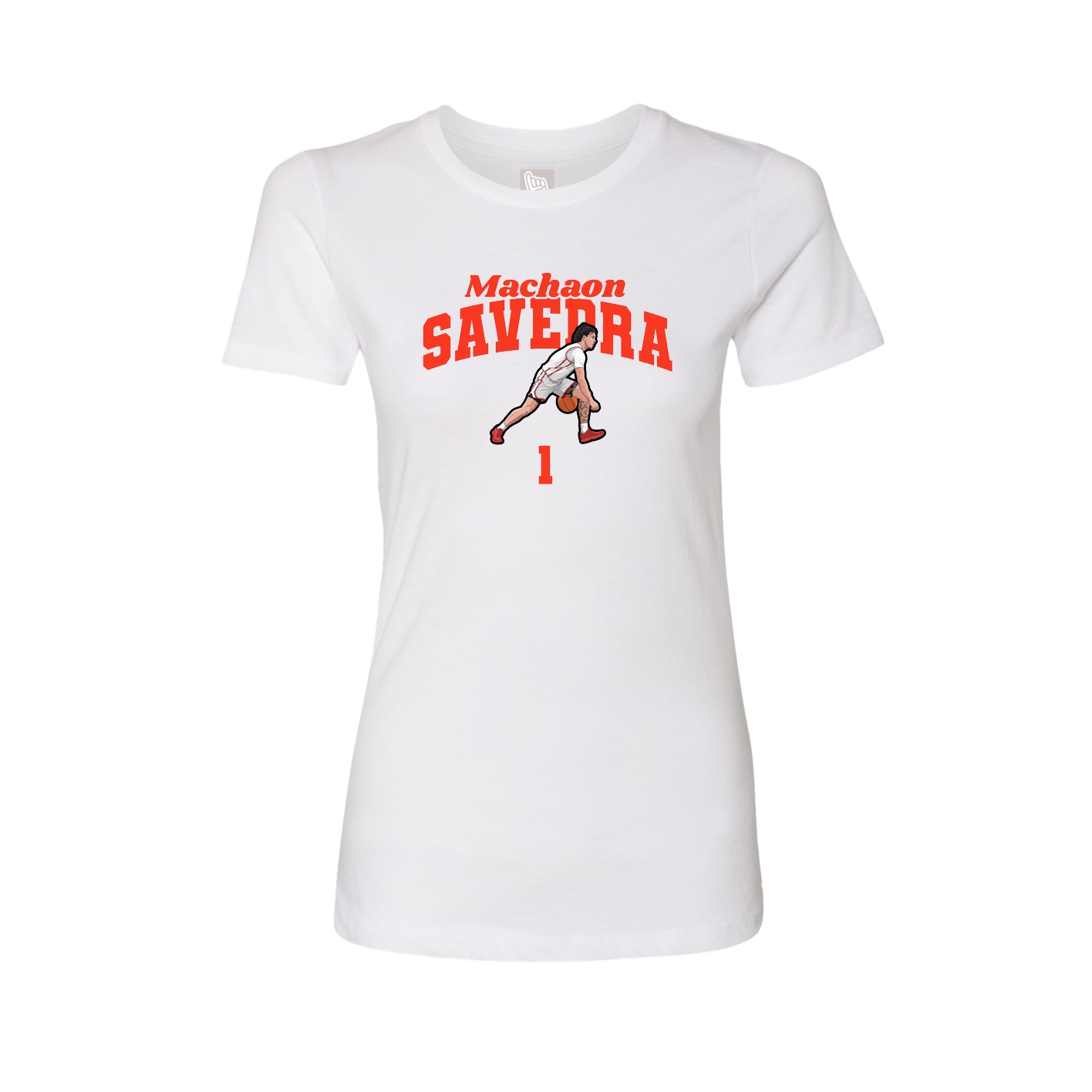 Fitted Women's Tee — Signature Arch in White