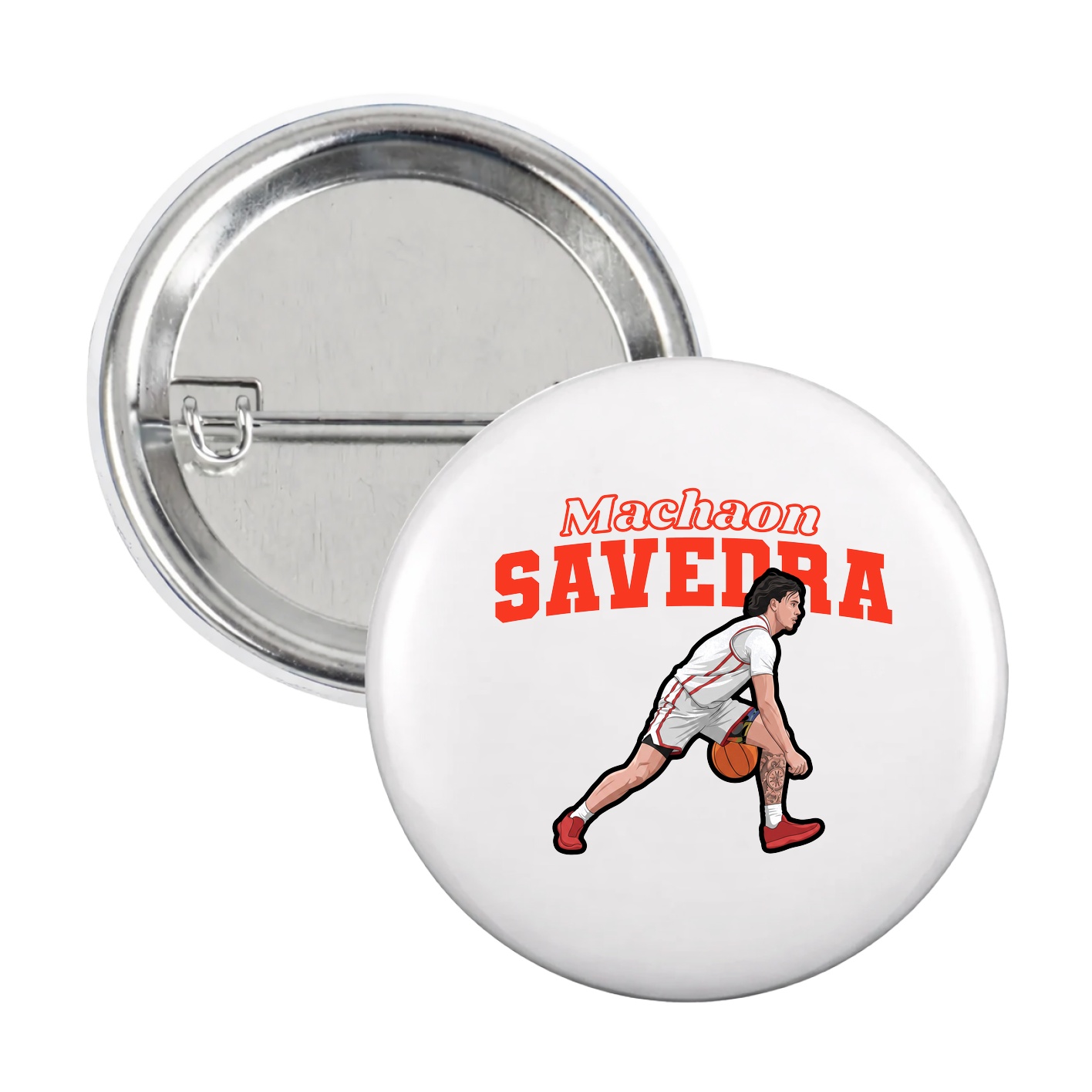 Game Day Button — Name Arch in White