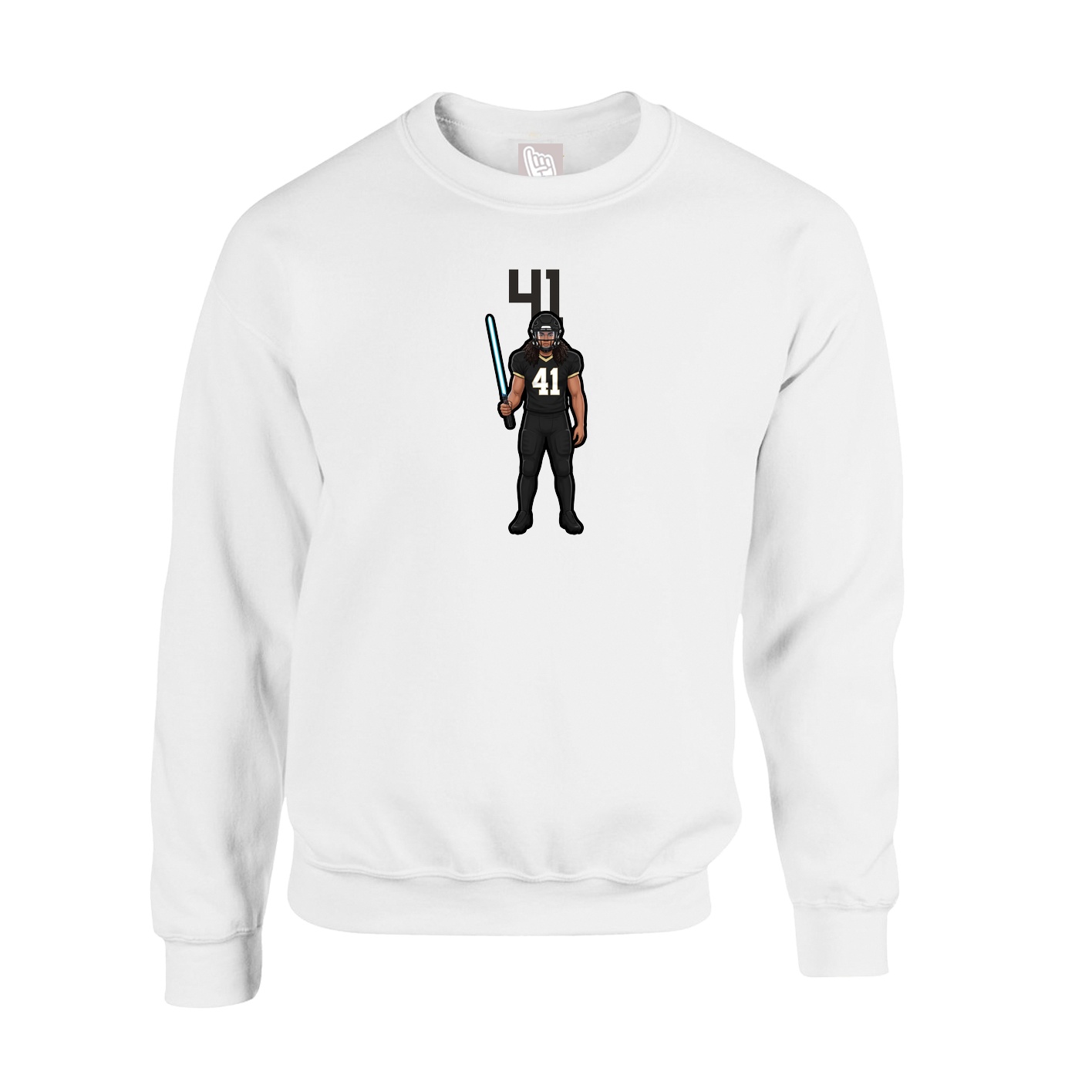 Fleece Crew — Number Top in White