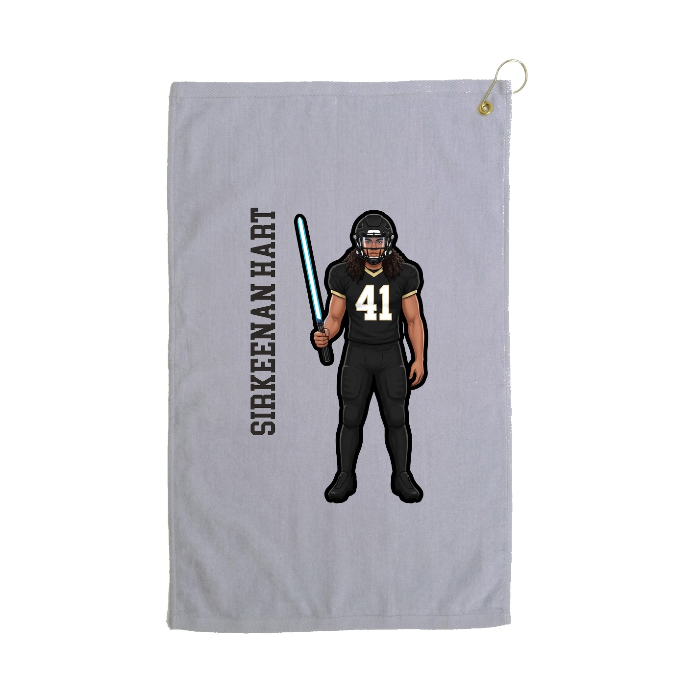 Golf Towel — Name Vertical in Grey