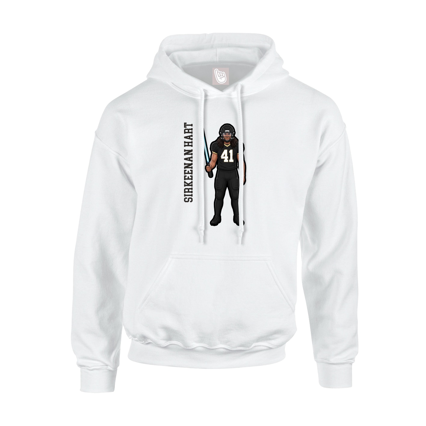 Youth Hoodie — Name Vertical in White