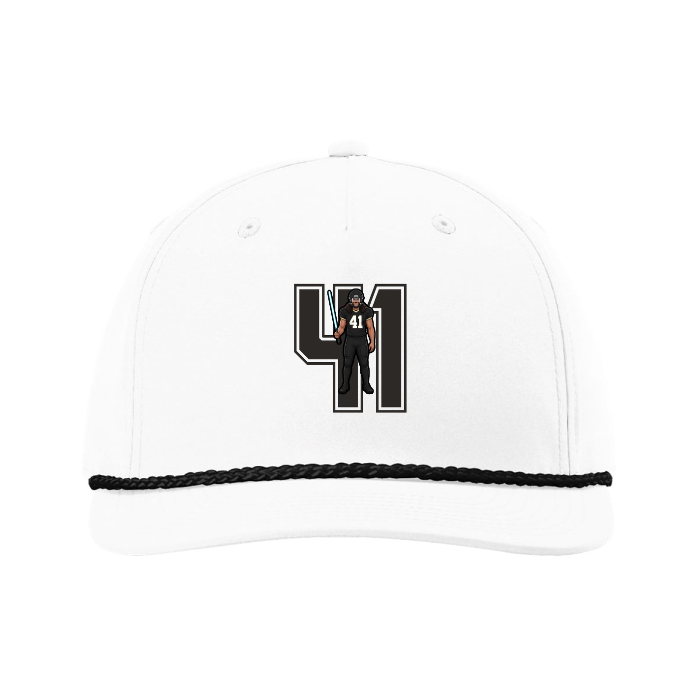 Five-Panel Classic Rope Cap — Number in White