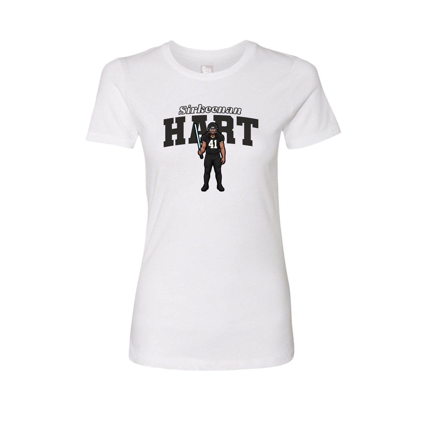Fitted Women's Tee — Name Arch in White