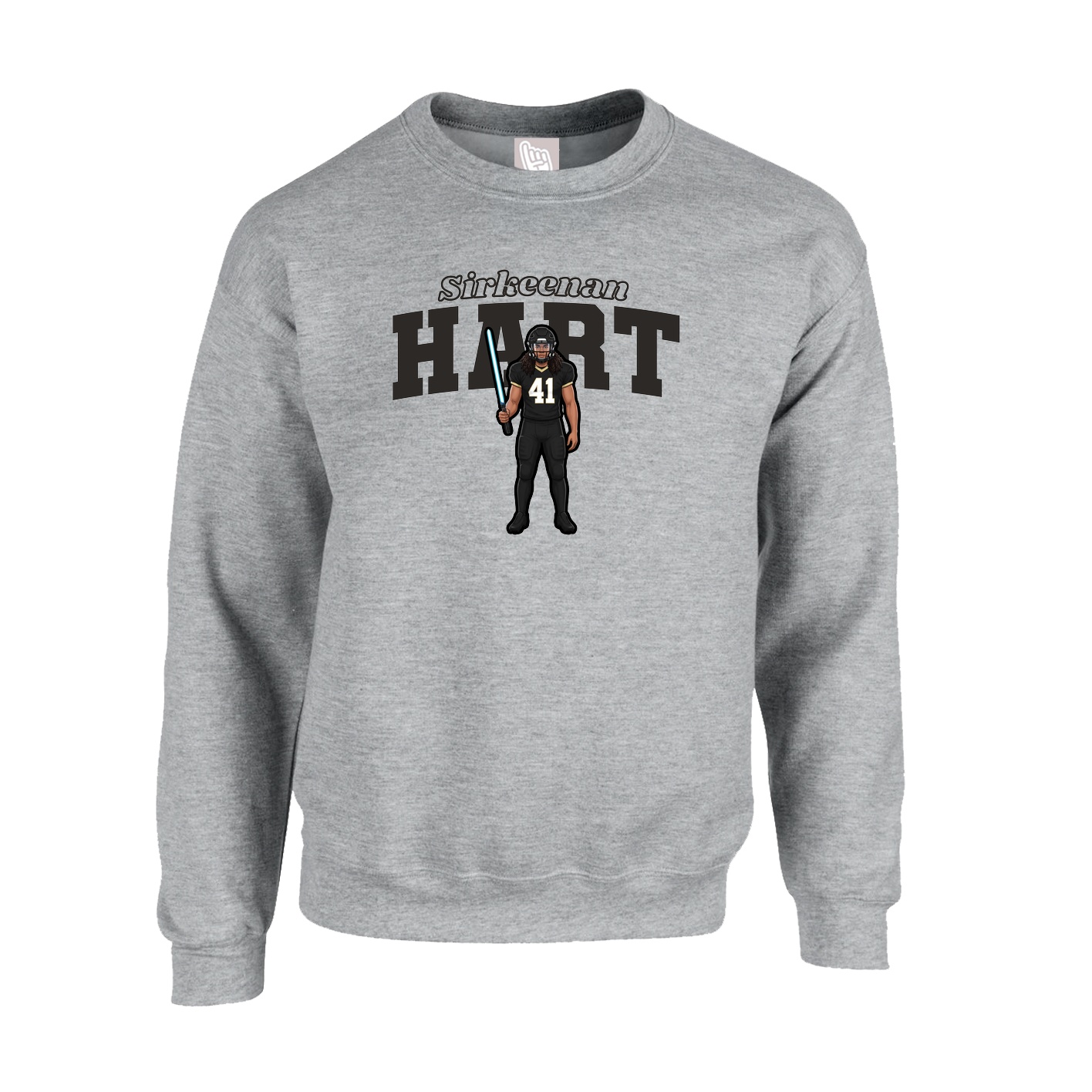 Fleece Crew — Name Arch in Grey