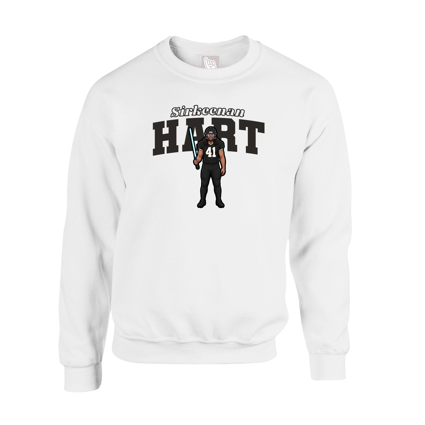 Fleece Crew — Name Arch in White