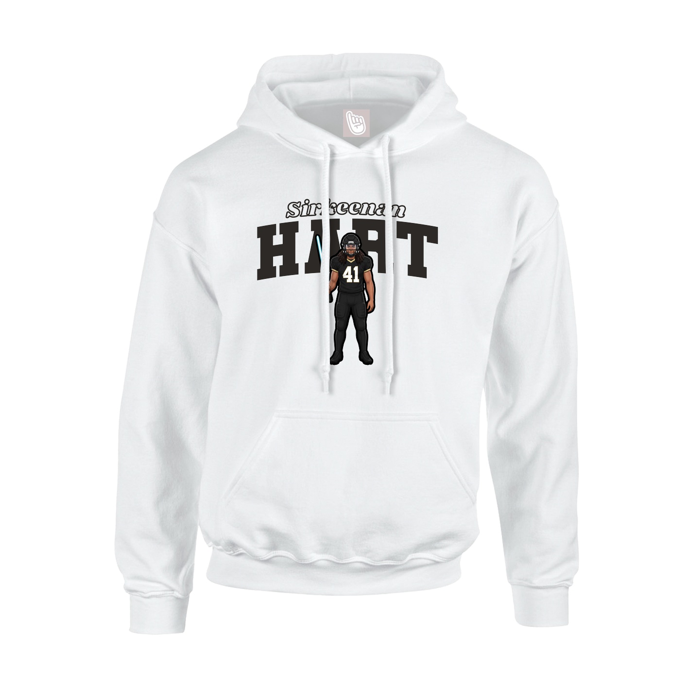 Youth Hoodie — Name Arch in White