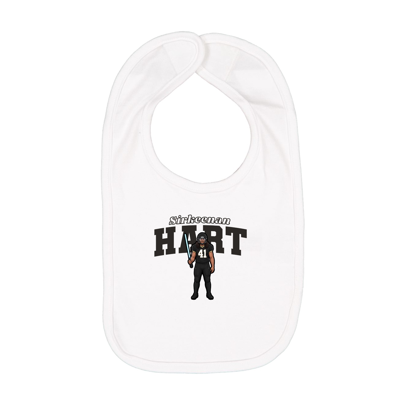 Infant Bib — Name Arch in White