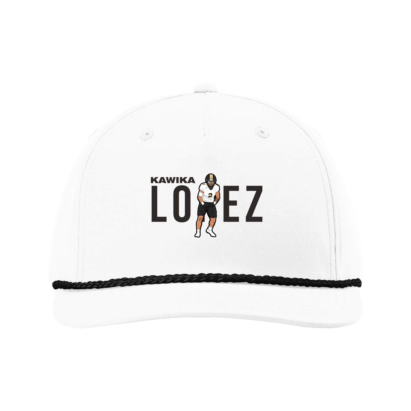 Five-Panel Classic Rope Cap — Player Name in White