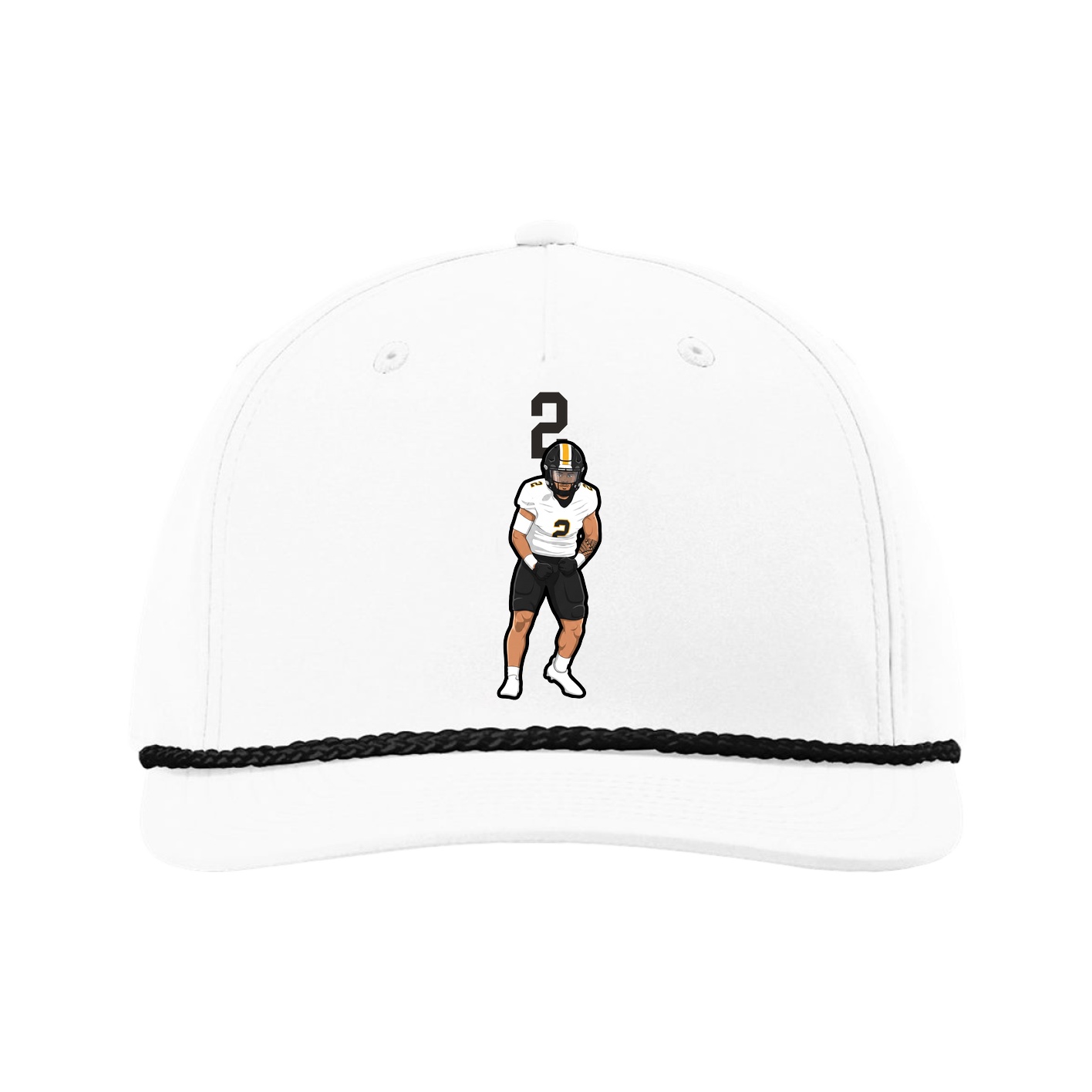 Five-Panel Classic Rope Cap — Number Top in White