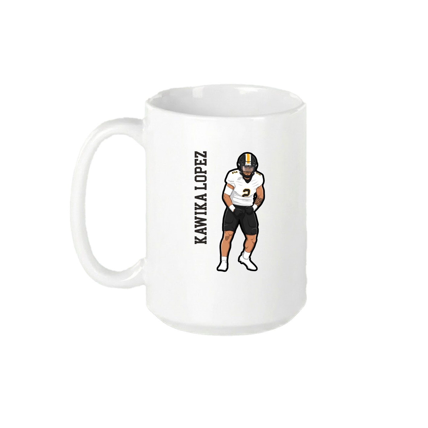 15oz Coffee Mug — Name Vertical in White