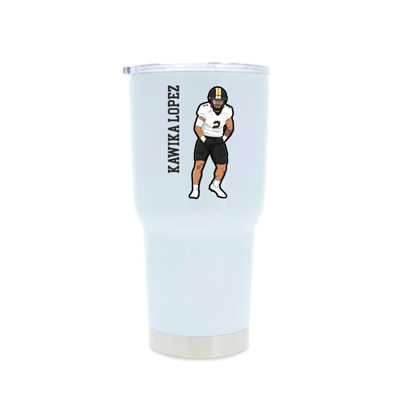30oz Stainless Steel Tumbler — Name Vertical in White
