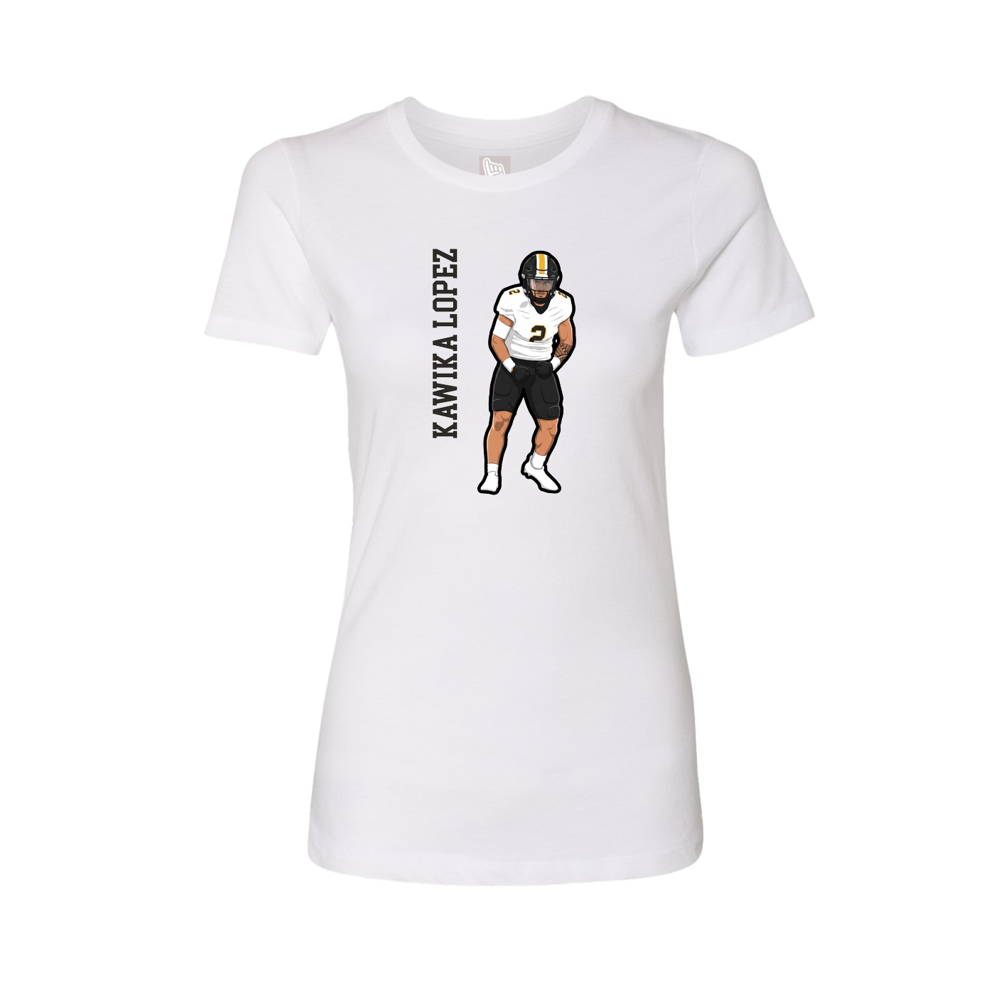 Fitted Women's Tee — Name Vertical in White