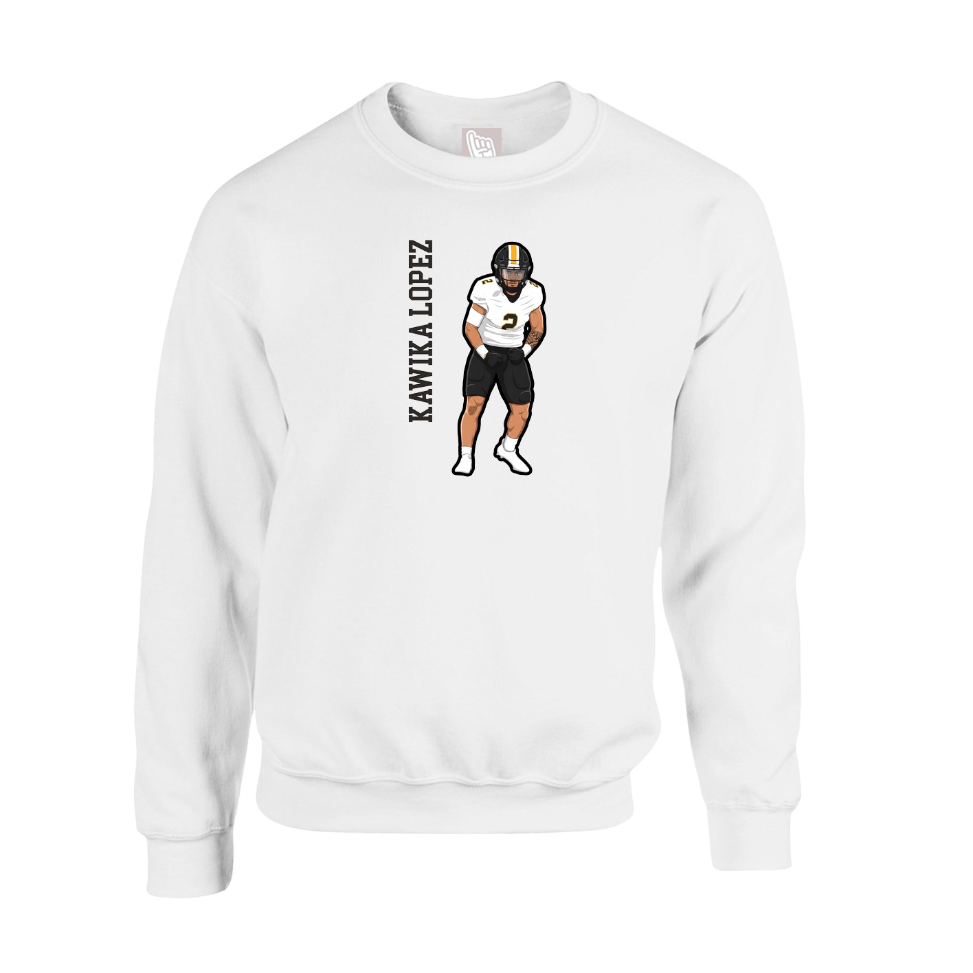 Fleece Crew — Name Vertical in White