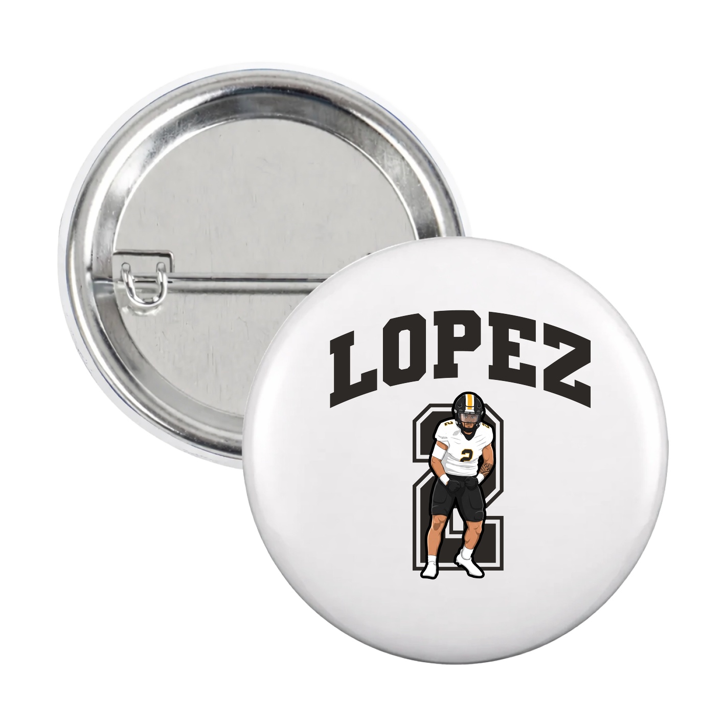 Game Day Button — Number in White
