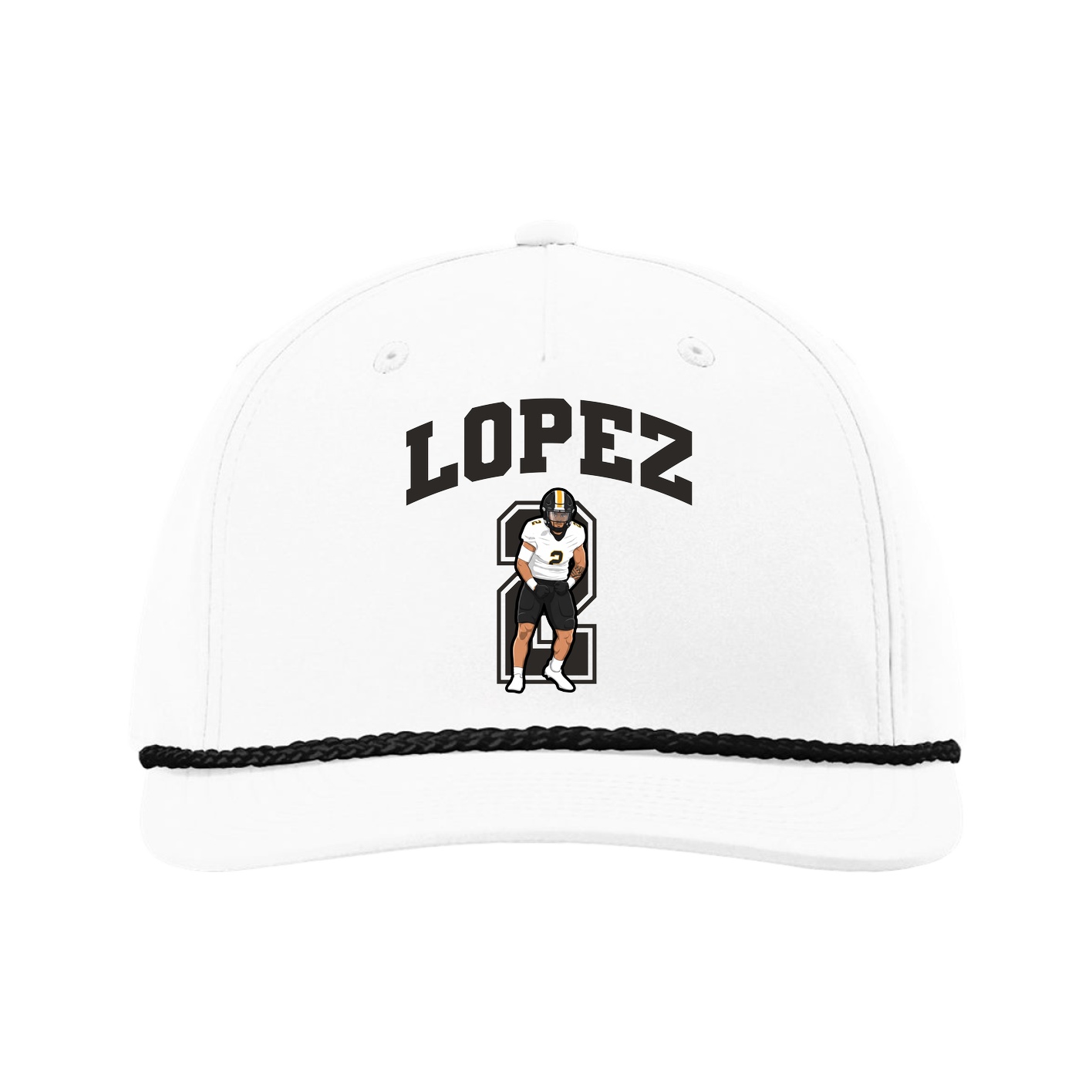 Five-Panel Classic Rope Cap — Number in White