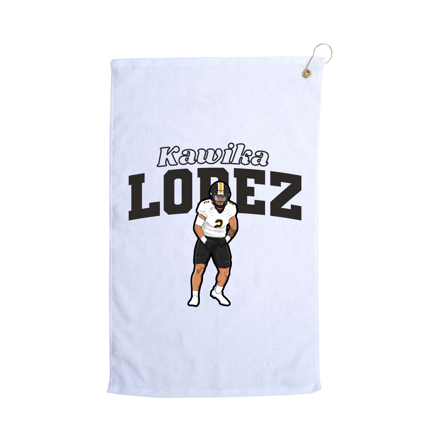 Golf Towel — Name Arch in White