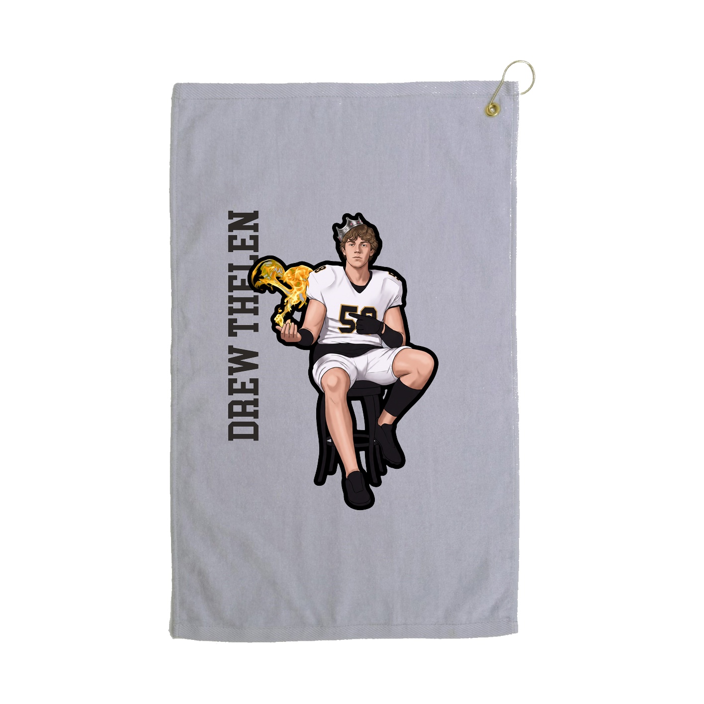 Golf Towel — Name Vertical in Grey