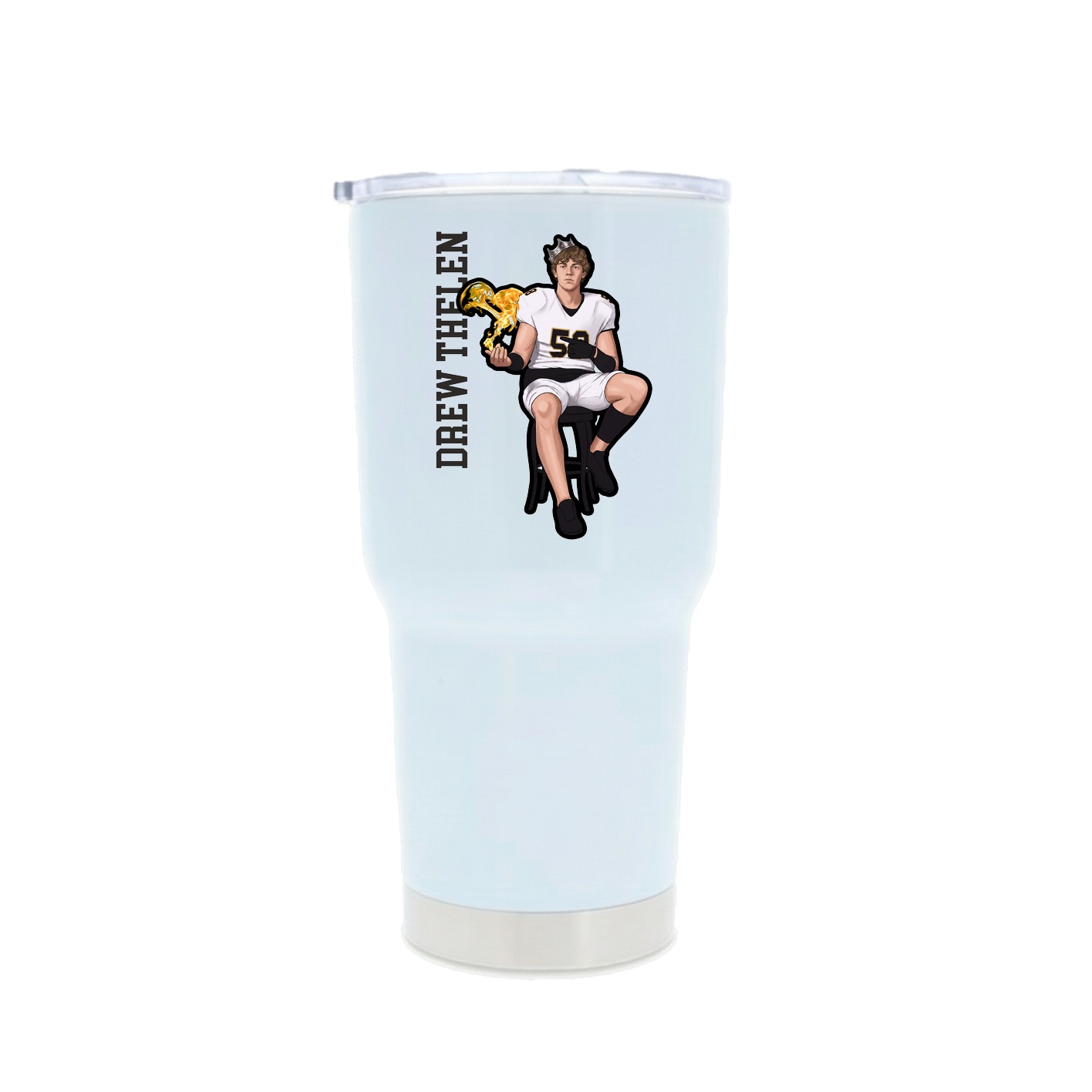 30oz Stainless Steel Tumbler — Name Vertical in White