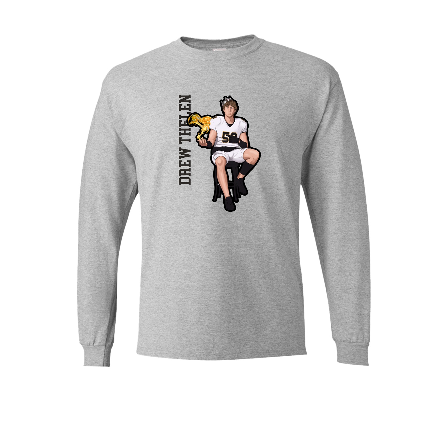 Long Sleeve Tee — Name Vertical in Grey