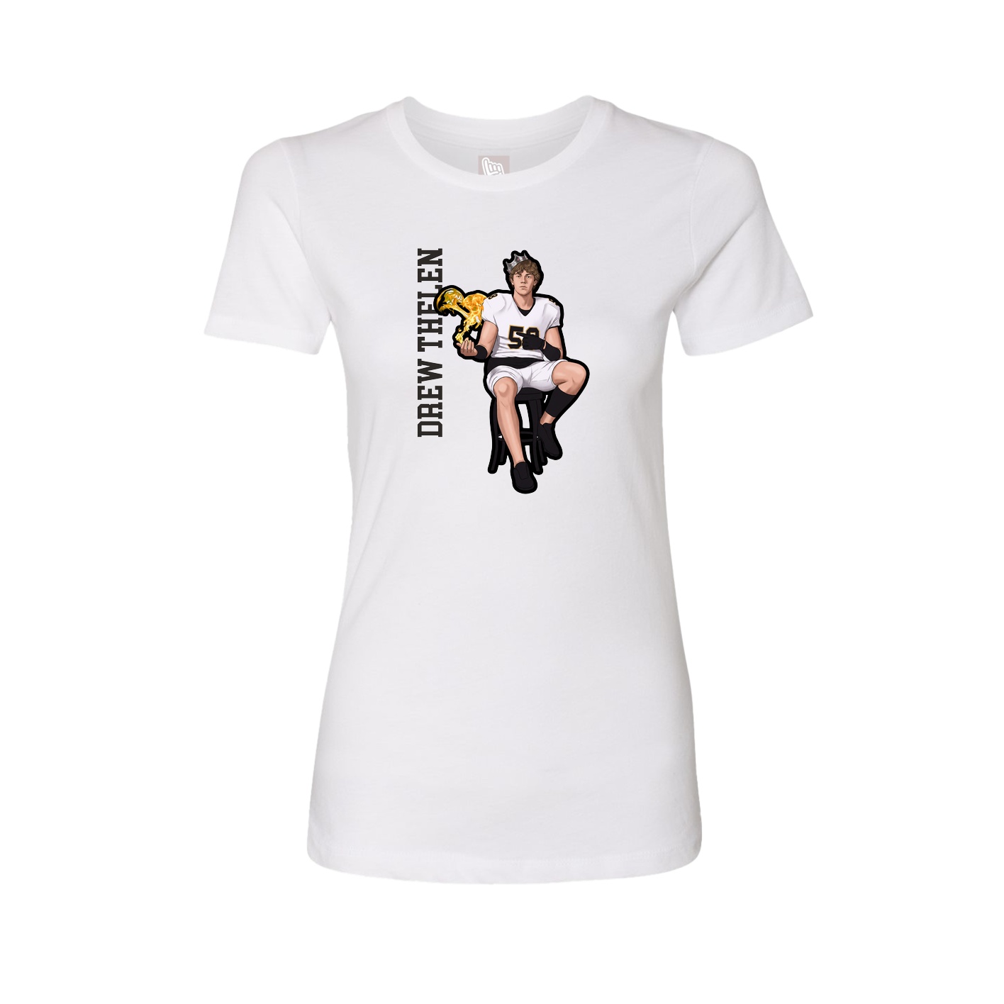 Fitted Women's Tee — Name Vertical in White