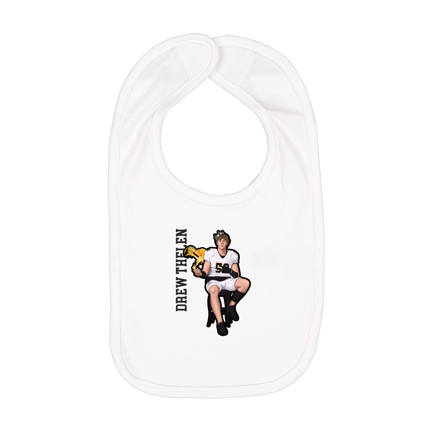 Infant Bib — Name Vertical in White