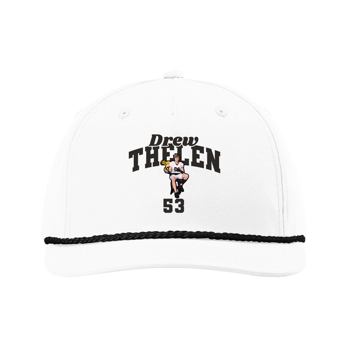 Five-Panel Classic Rope Cap — Signature Arch in White