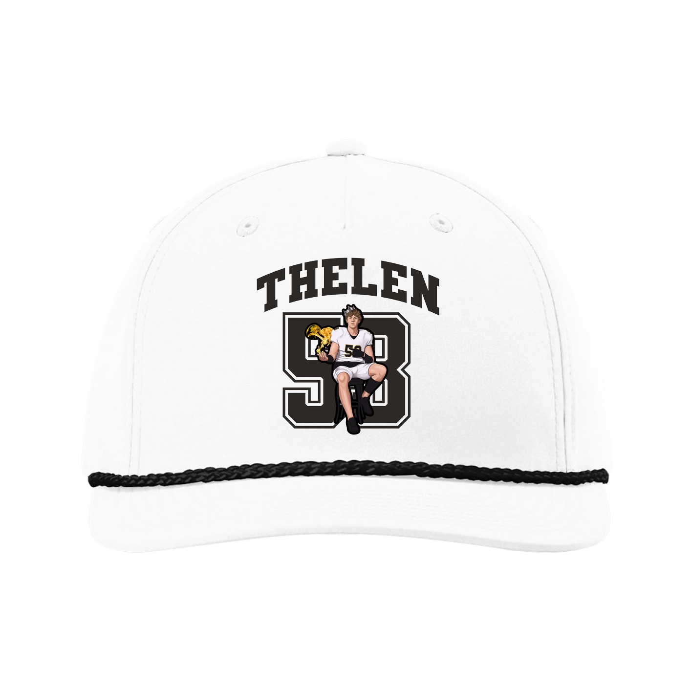 Five-Panel Classic Rope Cap — Number in White