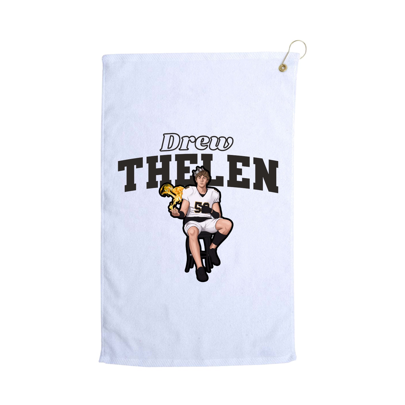 Golf Towel — Name Arch in White