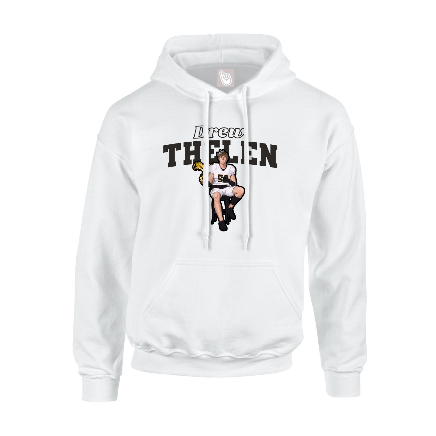 Youth Hoodie — Name Arch in White