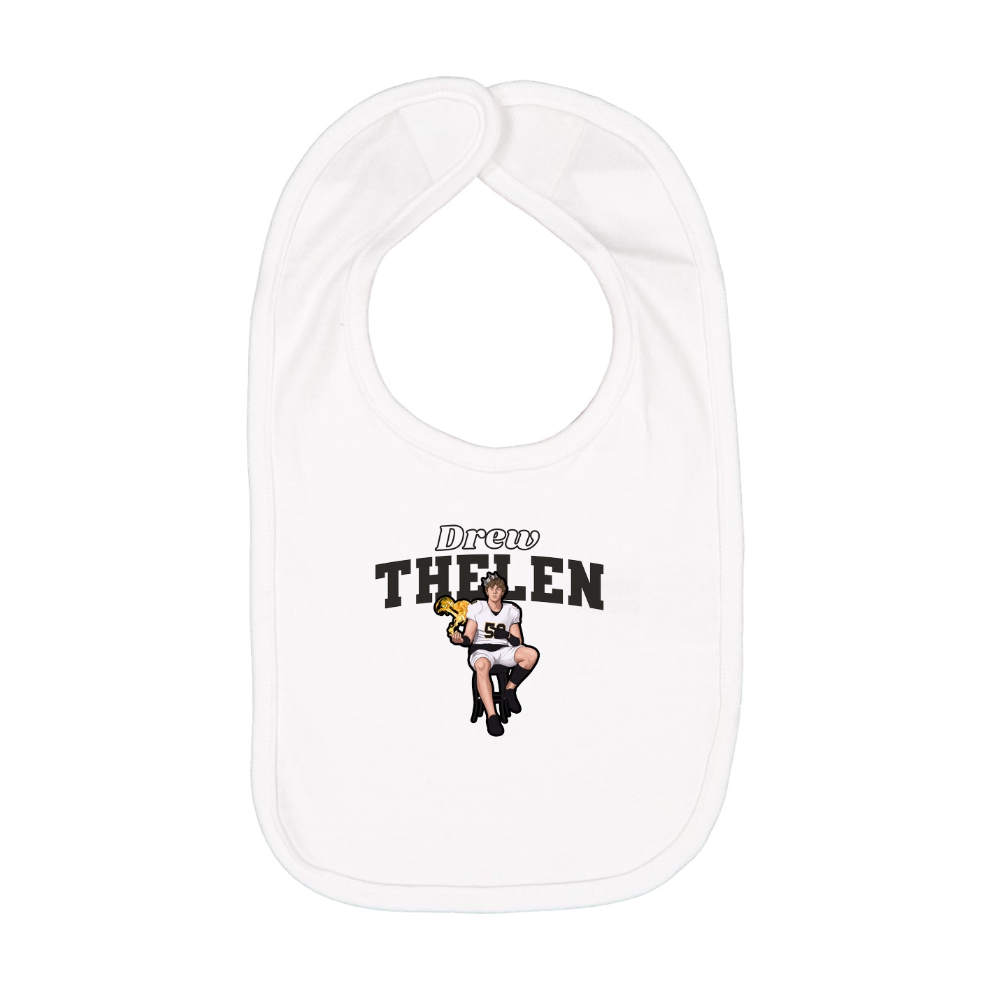 Infant Bib — Name Arch in White
