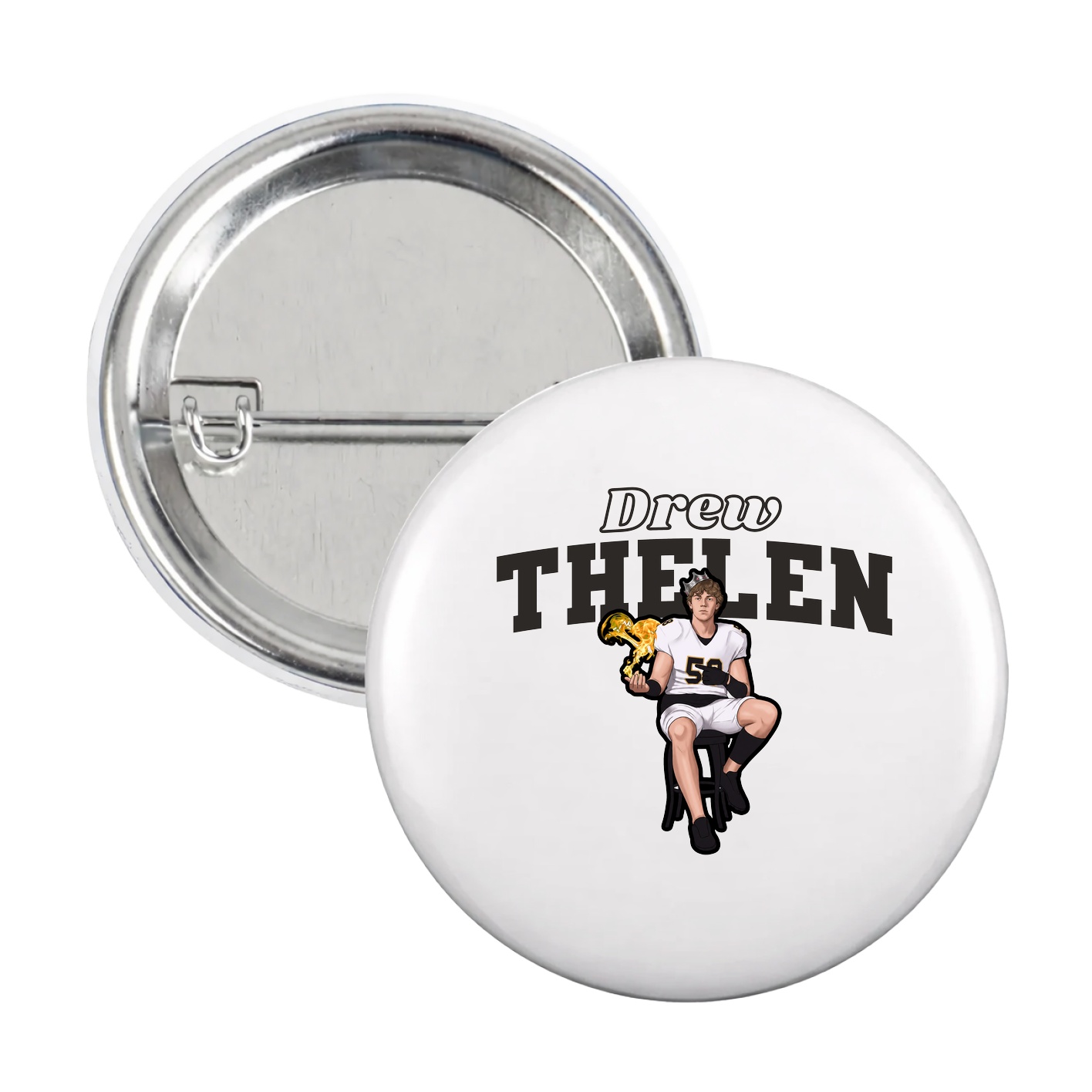 Game Day Button — Name Arch in White