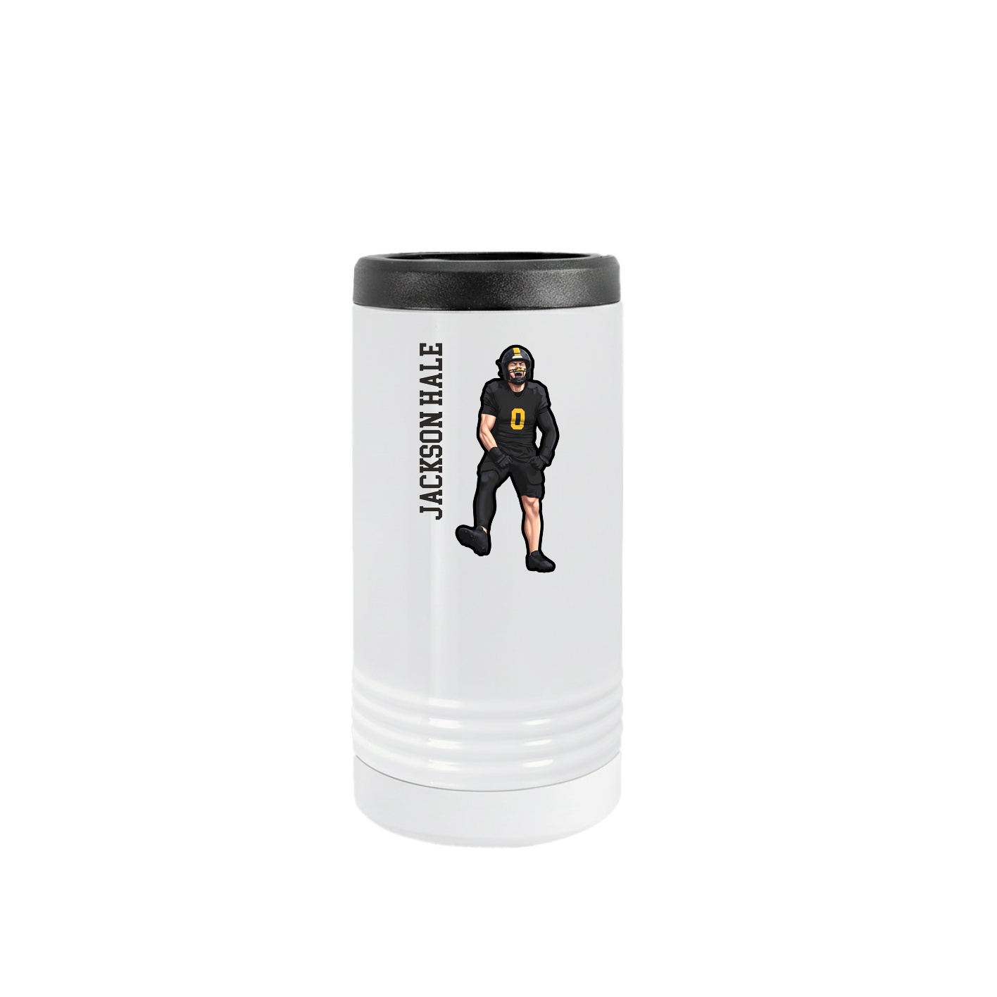 Slim Beverage Holder — Name Vertical in White