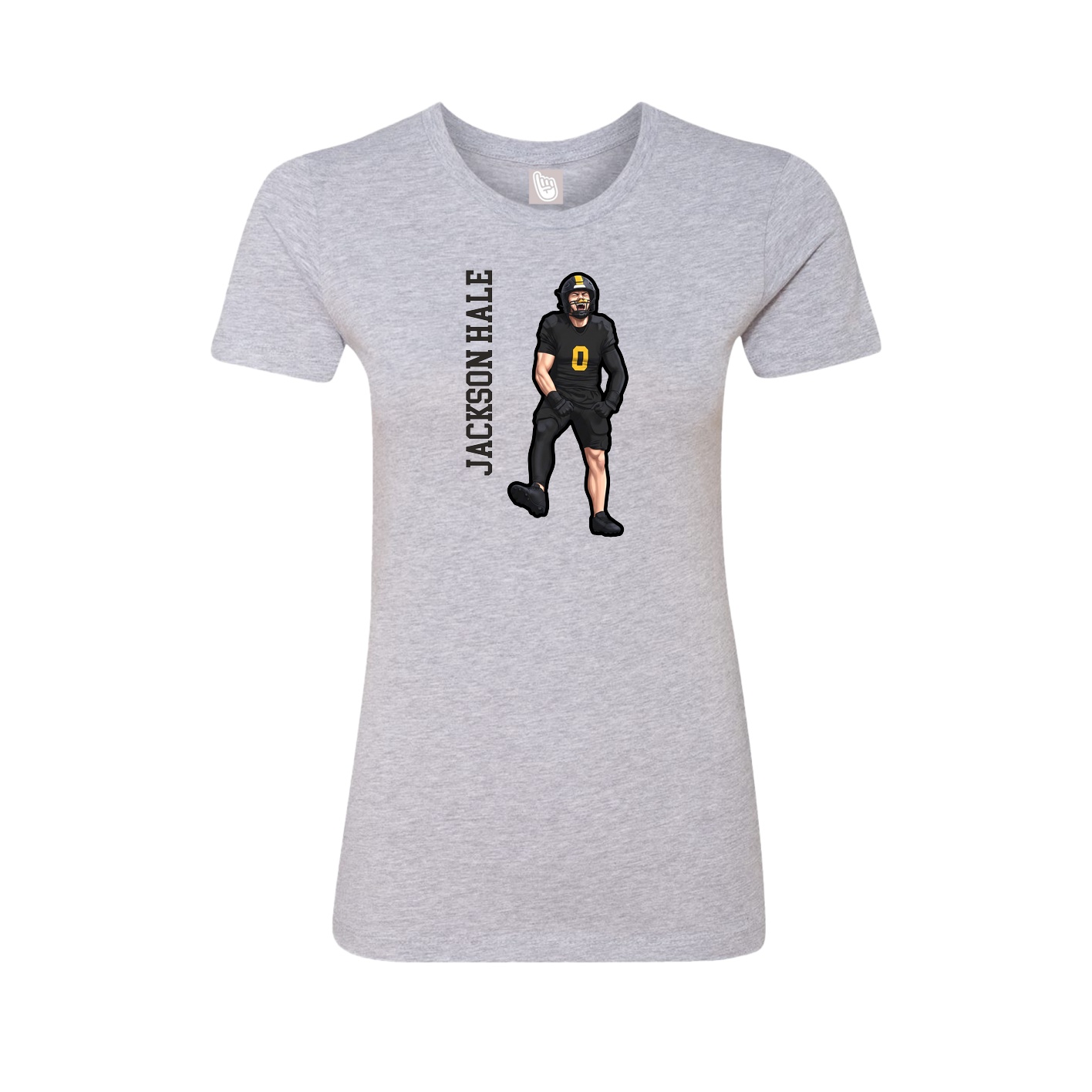 Fitted Women's Tee — Name Vertical in Grey