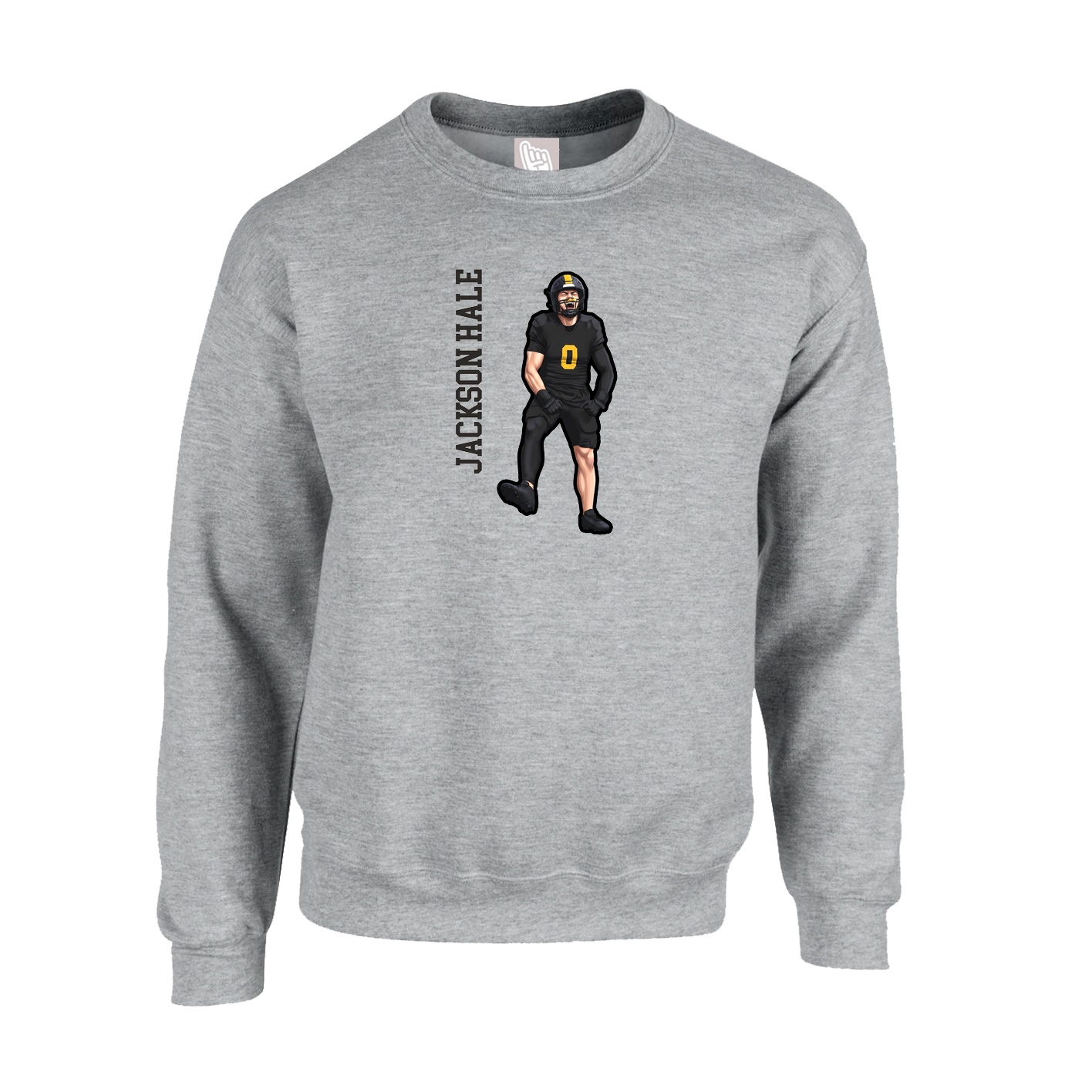 Fleece Crew — Name Vertical in Grey