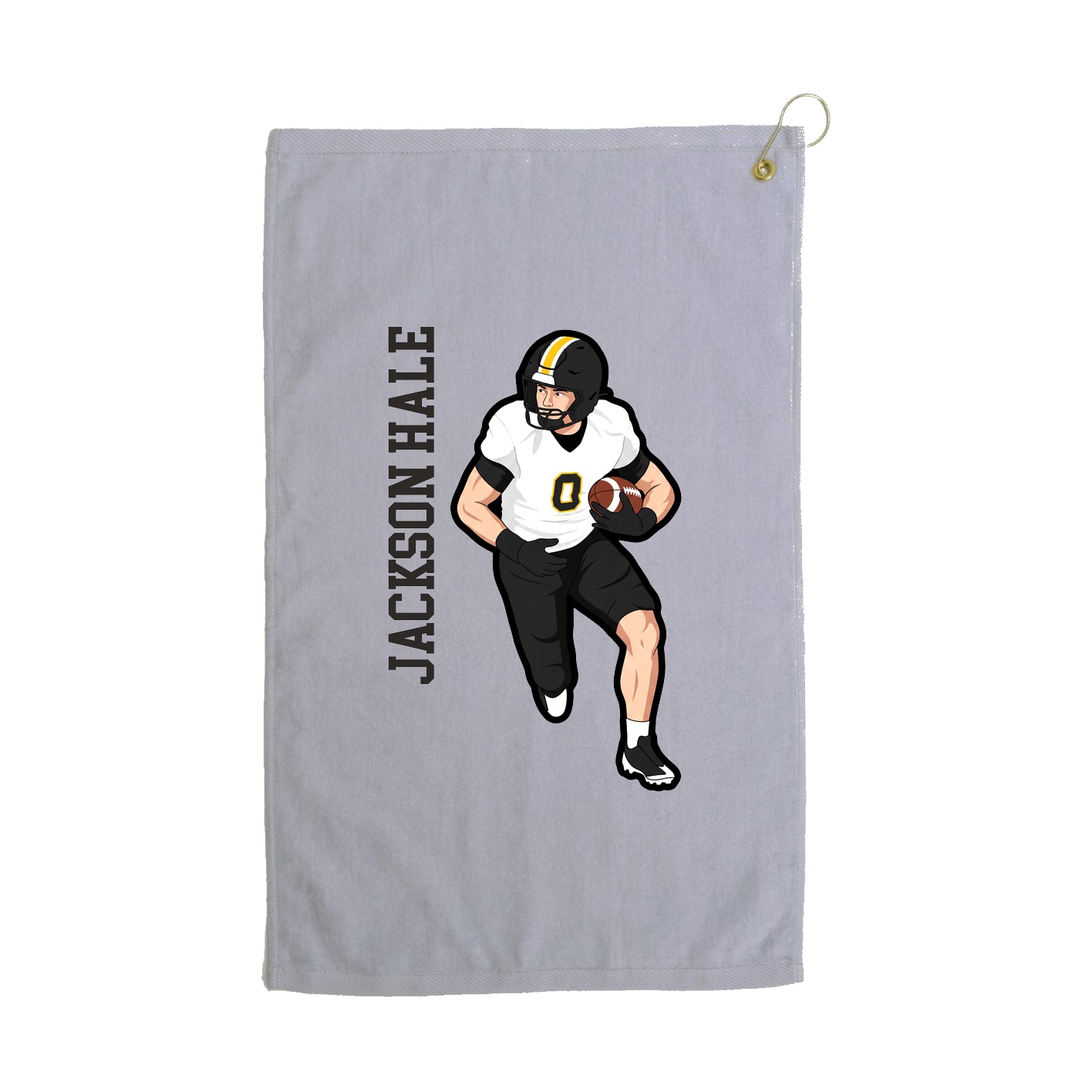 Golf Towel — Name Vertical in Grey