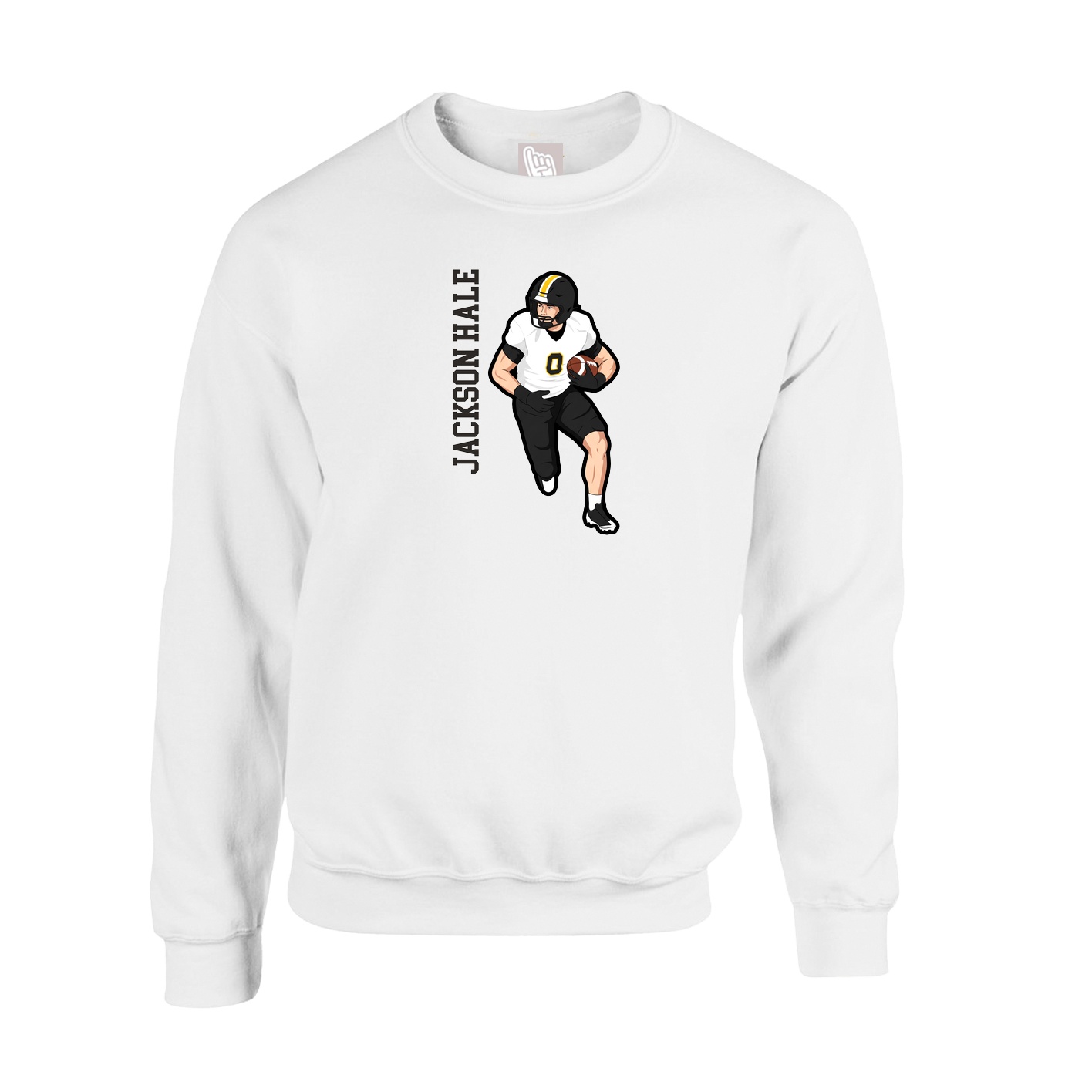 Fleece Crew — Name Vertical in White