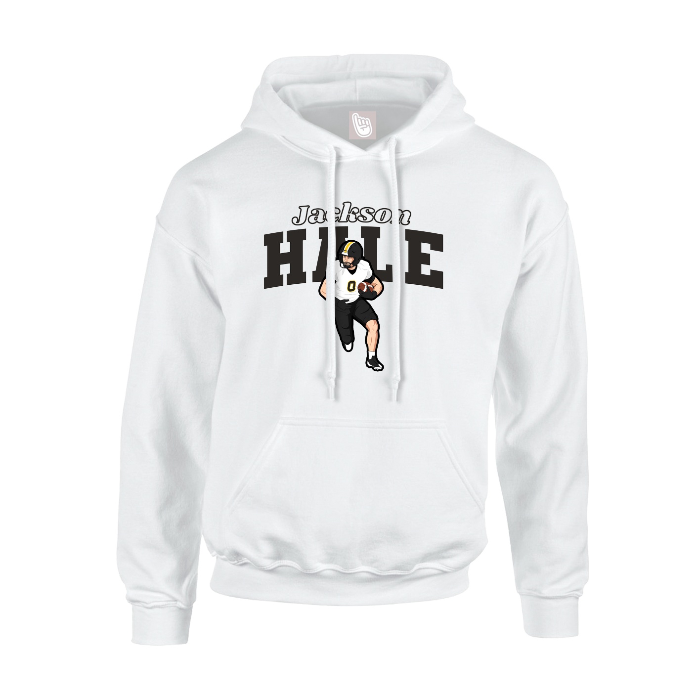 Youth Hoodie — Name Arch in White